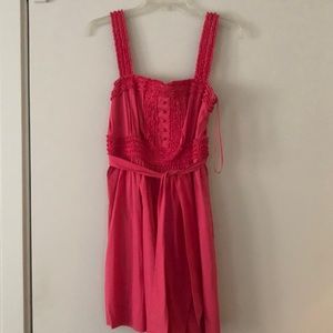 BCBG Max Azria pink ruffled day-to-night dress.